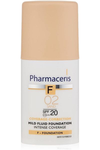 Pharmaceris كريم أساس سائل خفيف لتغطية مكثفة من فارماسيريس، لون رملي 02، 30 مل