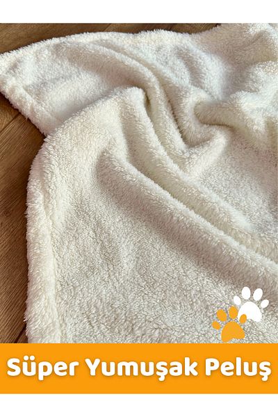 BEYLİNİ Premium Plush Beylini Cat Dog Blanket - Washable Cream Sleeping Blanket