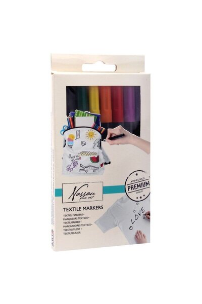 Nassau fine art Set 8 markere/carioca pentru textile