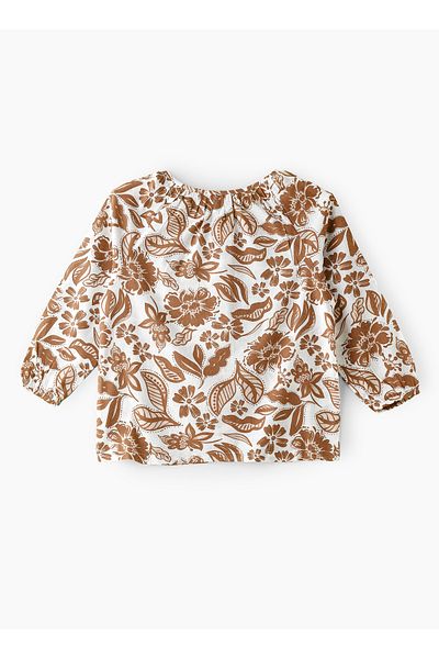 Basicxx Girls' Brown Floral Button-Down Top