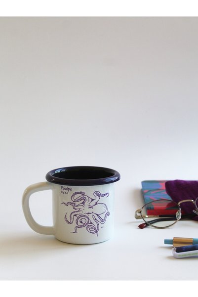 Elifle Enamel Small Mug 250ml Fish Pattern Mug for Coffee Tea Drink Camping Picnic Nautical Seafood