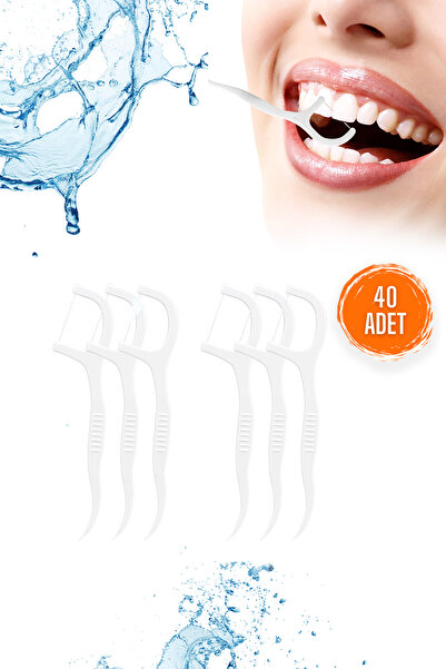 Factorial Kürdanlı Diş İpi 40 Adet Diş Dil Temizleyici Aparat Çürük Bakteri Ö...