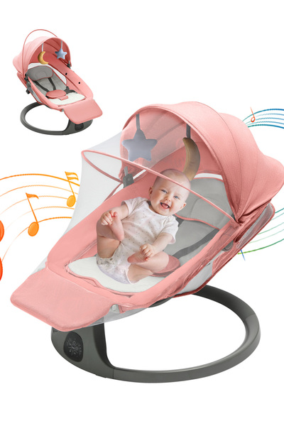 Ma Baby أرجوحة كهربائية للأطفال الرضع، كرسي هزاز للأطفال مع حزام أمان بخمس نق...