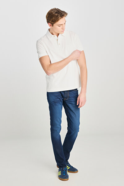 Lee %100 Pamuk Regular Fit Normal Kesim Ekru Polo Yaka Tişört
