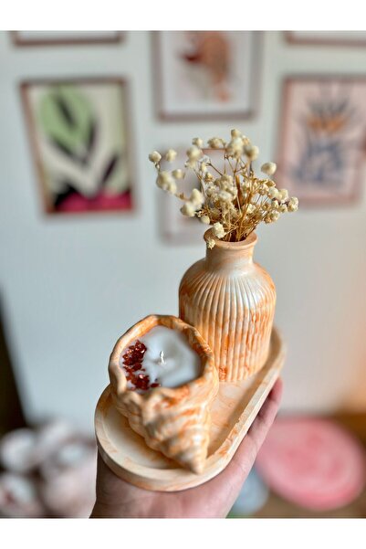 Lotusorium Taş Tozu Kalıbında %100 Doğal Kokulu Soya Mum,Vazo ve Tabak 3lü Se...