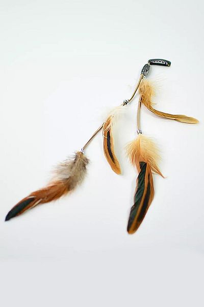 New Obsessions Bohemian Natural Feather Detailed Snap Hair Hairpiece Buckle