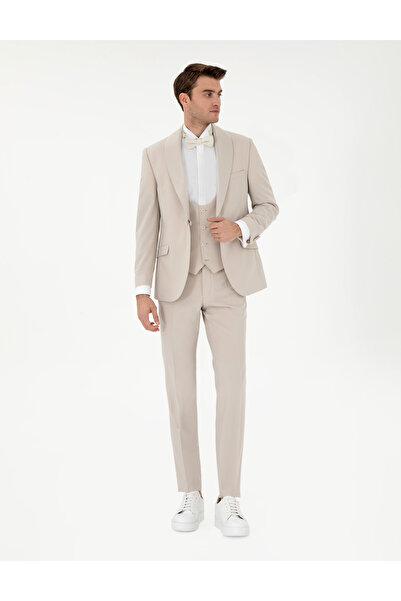 Pierre Cardin Bej Ex. Slim Fit Yelekli Smokin 50306221-vr011