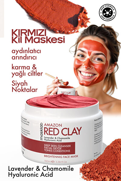 MASKLAB Amazon Kırmızı Kil Maskesi - Cilt Temizliği, Gözenek Sıkılaştırma ve ...