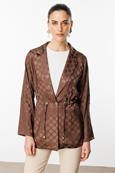 Moda İlgi Modailgi Puan Jakarlı Beli Büzgülü İkili Takım Kahve