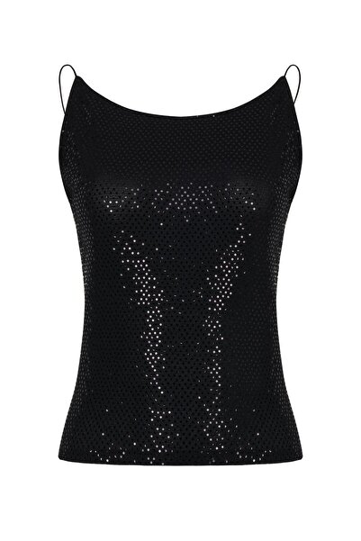 Eda Erdoğan Siyah Pullu Top (Sırt İpli)