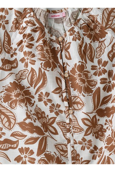 Basicxx Girls' Brown Floral Button-Down Top