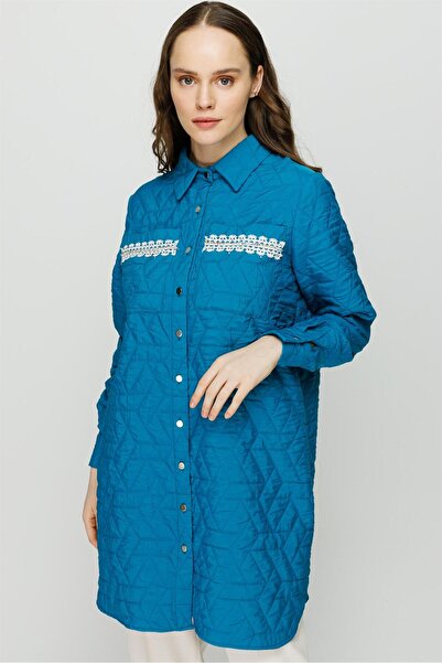 Esswaap Hafif Kumaş Çift Cepli Fisto Detaylı Giy Çık Ceket Petrol