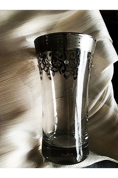 DECOSTYLE Ottoman Silver Plated Pasabahce Azur Lux Soft Drink and Water Glass 300Cc