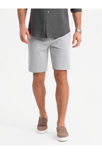 OMBRE Herren SLIM FIT Strukturstrick-Shorts - Hellgrau V4 OM-SRCS-0169 S