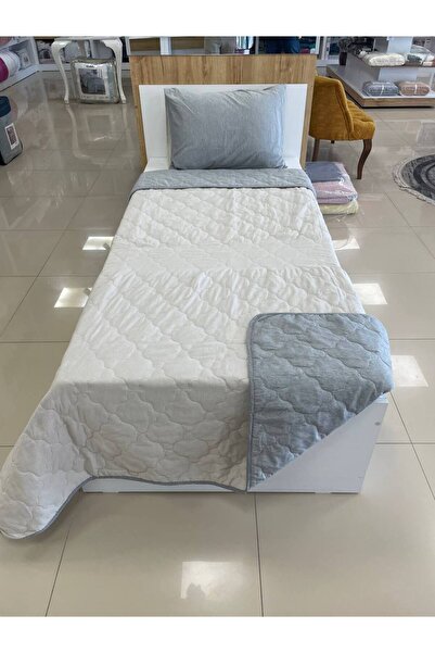 argehome Tek Kişilik Kapitoneli Çift Taraflı Yatak Örtüsü Takımı Genç Çocuk Odası Yatak Örtüsü Gri Bej