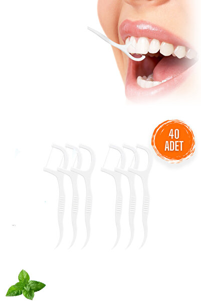 Factorial Diş İpi 40 Adet Çift Taraflı Diş Eti Temizleme Çubuğu Kürdanlı Ağız...