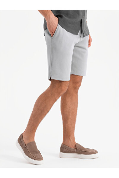 OMBRE Herren SLIM FIT Strukturstrick-Shorts - Hellgrau V4 OM-SRCS-0169 S