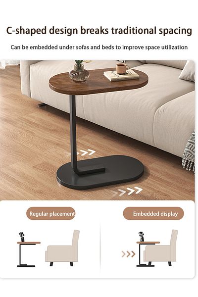 EqiEch C Shaped Side Table - Coffee Desk, Sofa End Table, Easy Assembly for Living Room (45x28x60cm)