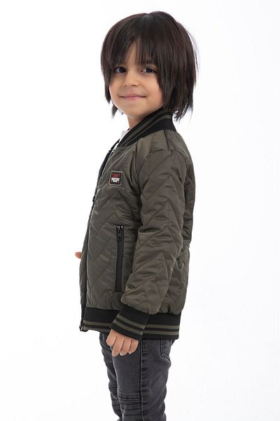freemen Sports Men's Sports Children's Khaki College Collar Lined Water and Windproof Zippered Pocket Coat Jacket