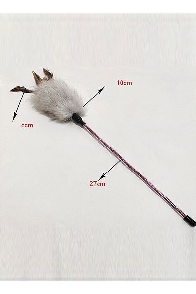 KidLe Cat Teaser Plastic Rod Fox Fur Mink Fur Rabbit Fur Feather Cat Teaser Cat Supplies Boredom with Bell
