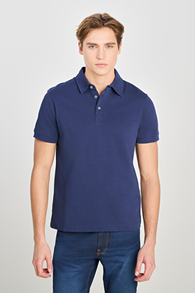 Lee %100 Pamuk Regular Fit Normal Kesim Lacivert Polo Yaka Tişört