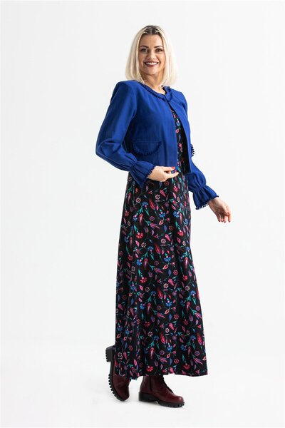 Eliş Şile Bezi Безрукавка Селен Пазен Довга осінньо-зимова сукня з візерунком...