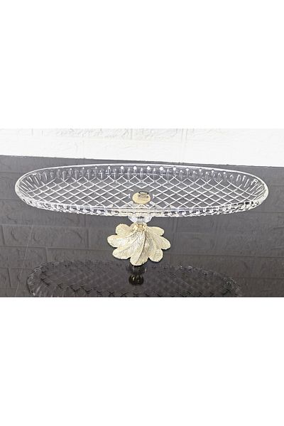 atabey home 41 cm Multi-Purpose Presentation Boat & Cookies Holder & Chocolate Holder with Samarkand Gold Legs