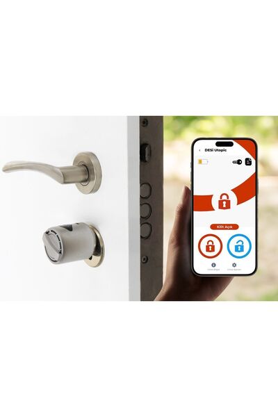 Desi Utopic R Siyah Akıllı Kilit Telefondan Kontrol - Akıllı Köprü - Dokunmatik Keypad Tuş