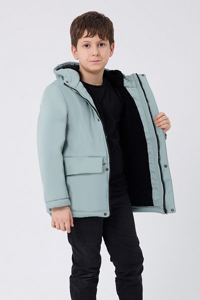 freemen Men's Sports Coat - Hooded 3 Pockets, Mint Green Fur Inside Waterproof & Windproof