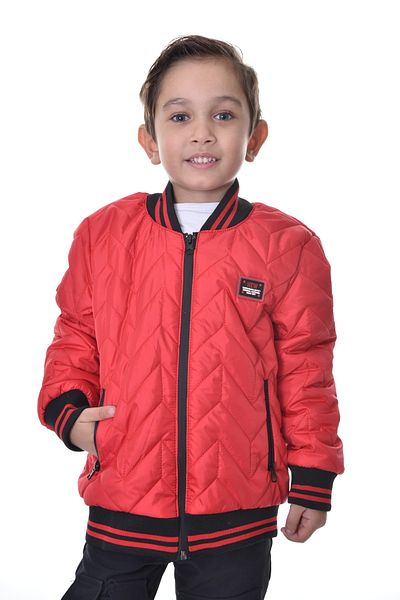 freemen Sports Men's Sports Children's Red College Collar Lined Water and Windproof Zipper Pocket Coat Jacket