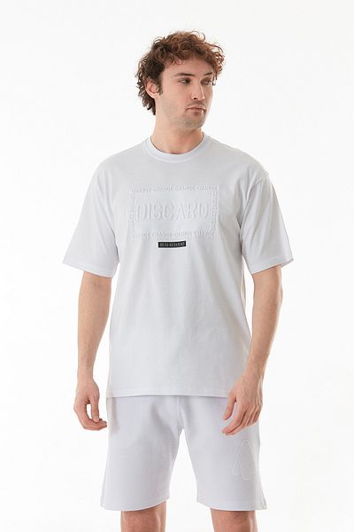 Fulla Moda Σύνθημα ανάγλυφο T-Shirt με λαιμόκοψη