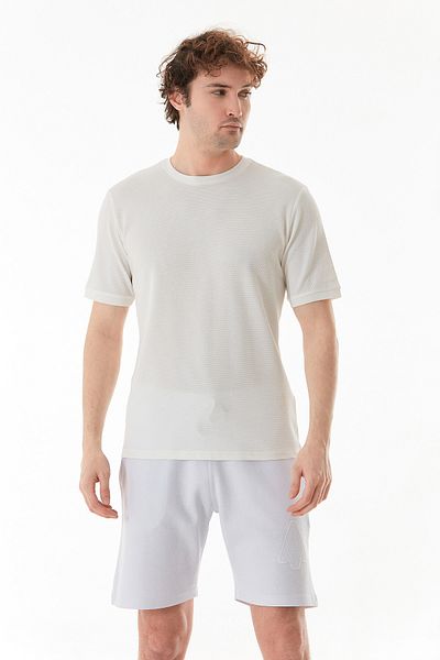 Fulla Moda Honeycomb Fabric Crew Neck T-Shirt