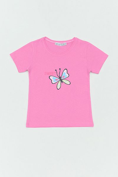 Fulla Moda 100% Cotton Butterfly Printed Girl's T-Shirt