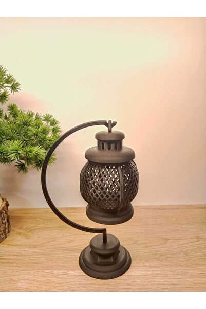 BRNTECH Dekoratif Vintage Askılı Ferforje Şamdan Mumluk- Siyah Tealight