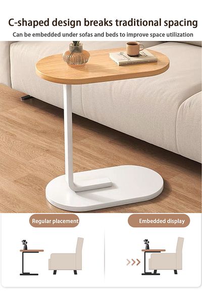 EqiEch C Shaped Side Table - Coffee Desk, Sofa End Table, Easy Assembly for Living Room (45x28x60cm)