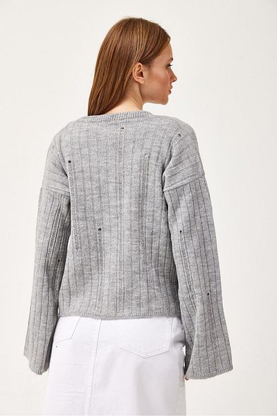 CALİENTE Double Breasted Collar Buttoned Knitwear Cardigan Gray