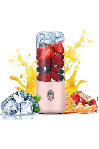 COOYA Mini Blender, Rechargeable Blender with 6 Blades, Portable Smoothie Mixer for Home Office Gym (Pink)