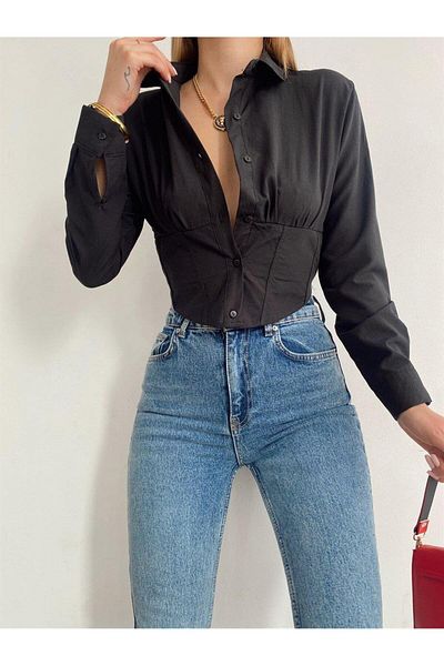 KASİDE Cămașă crop corset cu talie elastică pentru femei