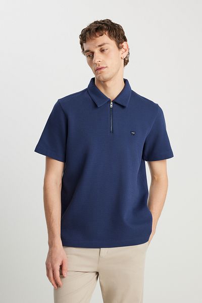 WRANGLER Μπλουζάκι πόλο από 100% βαμβάκι με κανονική εφαρμογή και λεπτομέρεια με φερμουάρ