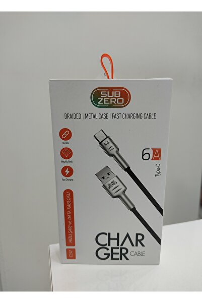 Subzero Metal Başlık Hasır 6a Type-c Hızlı Şarj Data Kablosu 1mt Cl52