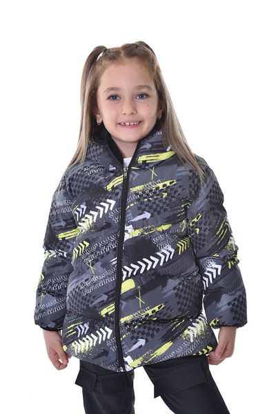 freemen Sports Girl Sportswear Children Yellow Black Digital Pattern Fleece Water and Wind Proof Hooded Coat