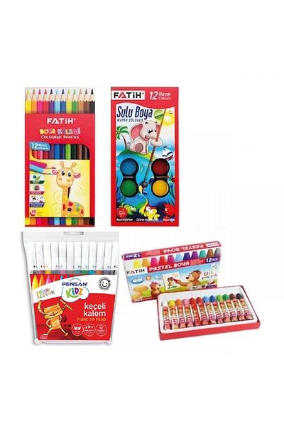 Fatih Stationery 12-Piece Painting Set (colour, watercolour, crayon, felt-tip pen)