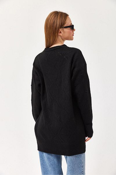 CALİENTE Openwork Metal Buttoned Knitwear Cardigan Black