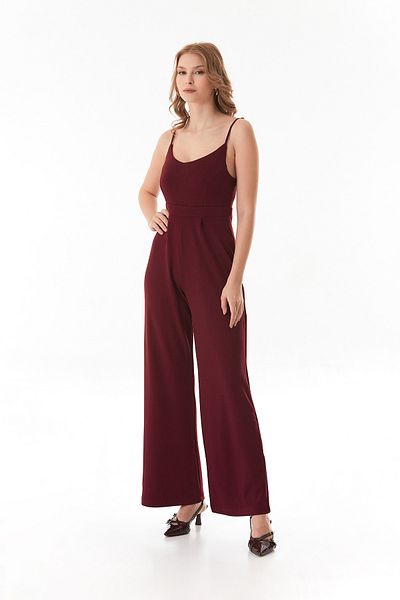 Fulla Moda Modal Jumpsuit with Straps and Zipper