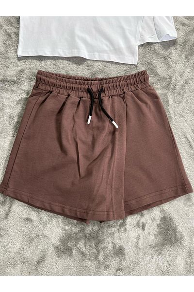 NEWKİDS 8-12 Years Old Girl's Suit with Shorts and Skirt