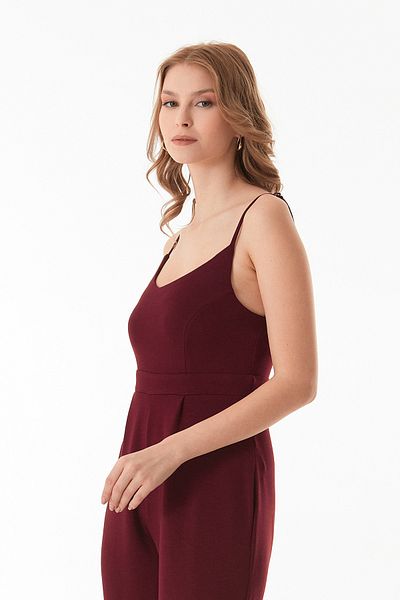 Fulla Moda Modal Jumpsuit with Straps and Zipper