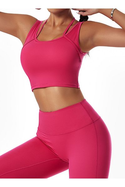 KAWN YOGA Womens U Back Sports Bra - Padded Low Impact Workout Yoga Bra with Removable Built in Bra
