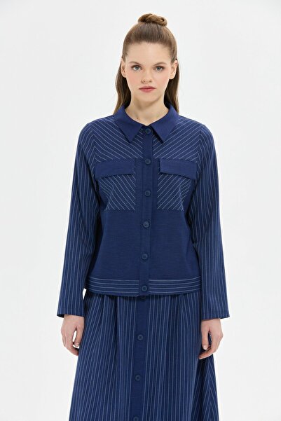 Esswaap Çizgili ve Düz Poliviskon Kumaş Etekli Takım  Laci