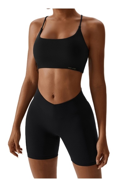 KAWN YOGA حمالة صدر رياضية نسائية مخططة من الخلف - حمالة صدر مبطنة منخفضة الت...