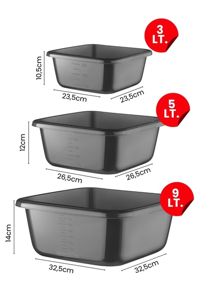 Nandy Home 3-Piece Square Basin Set - Black